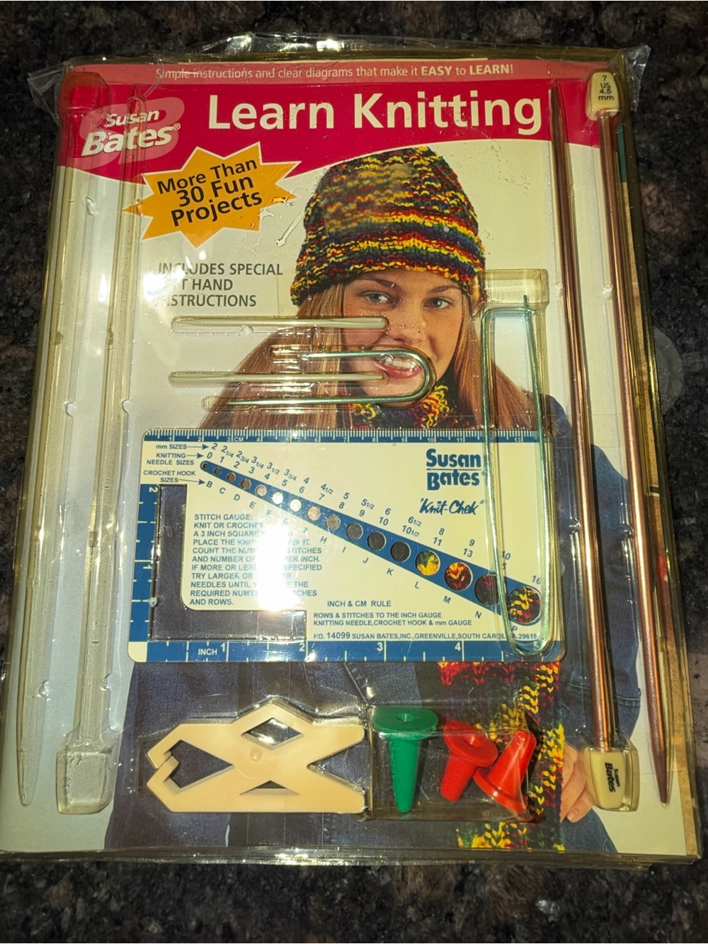 Vintage Susan Bates Learn Knitting Kit K17380 – Beginner Kit – Missing 2 Needles